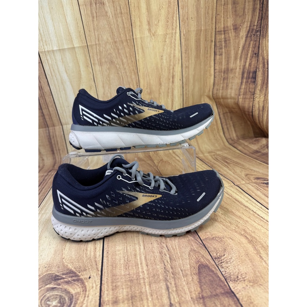 Brooks Ghost 13 Navy Blue Gold Running Shoes Mens 1203381B474